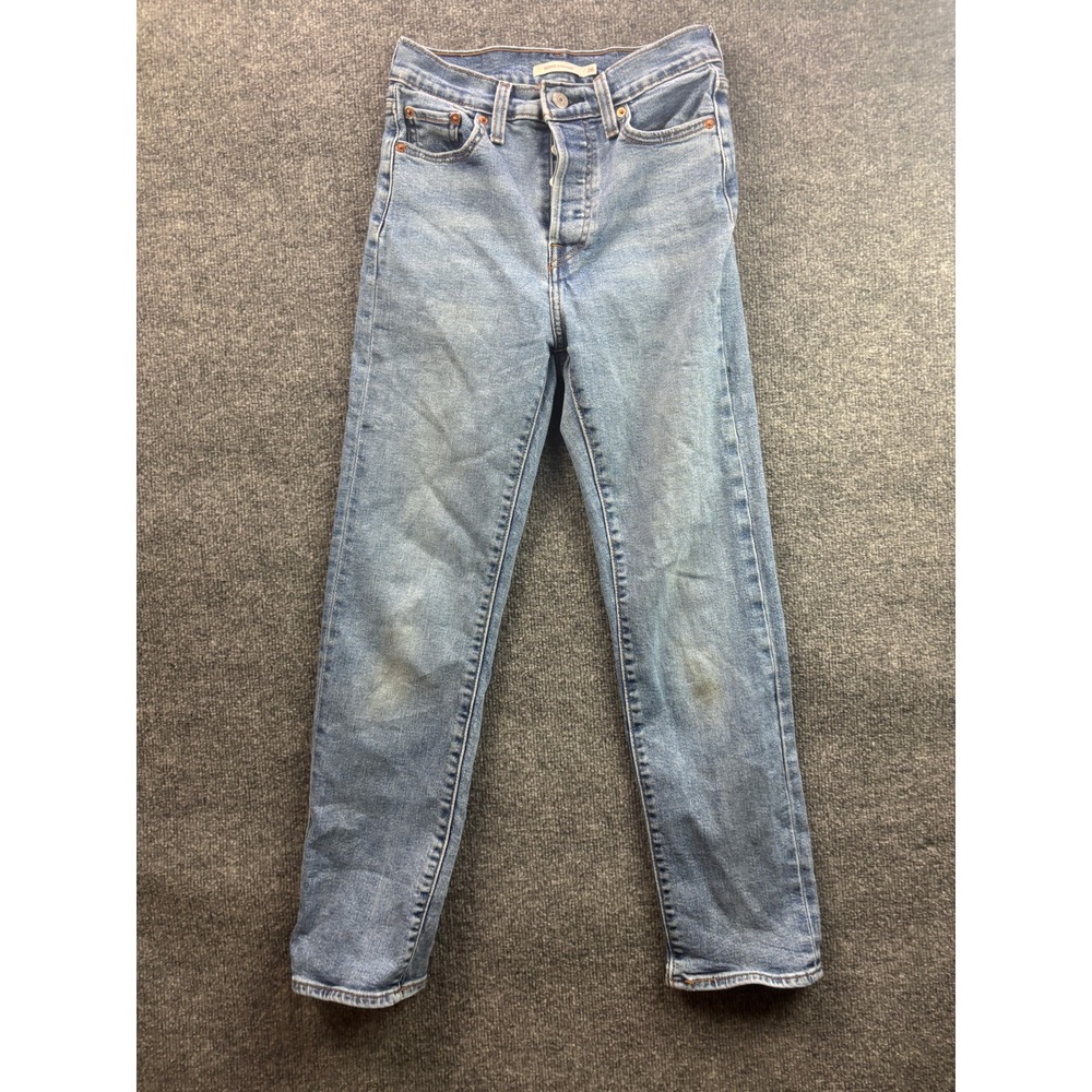Levi's Wedgie Straight Jeans Women 26 Light Blue High Rise Button Fly 3939-14